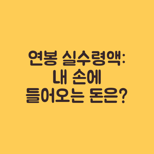 연봉 실수령액: 내 손에 들어오는 돈은?