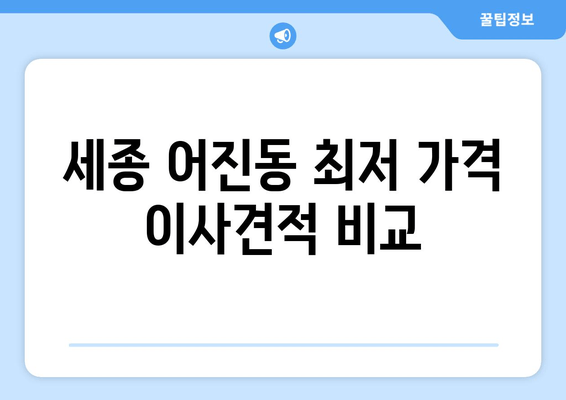세종 어진동 최저 가격 이사견적 비교