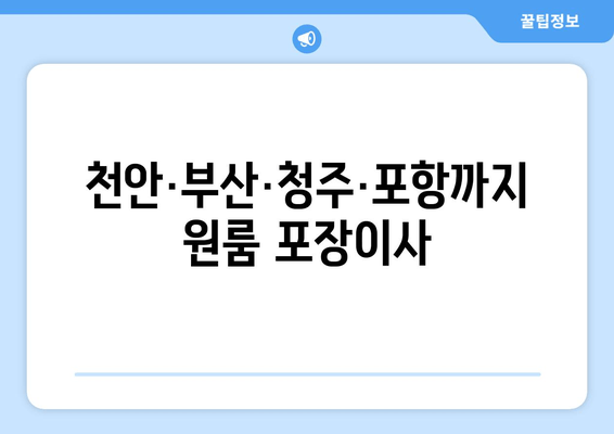 천안·부산·청주·포항까지 원룸 포장이사