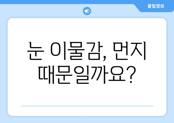 눈에 이물감? 5가지 원인과 증상 확인| 더 이상 불편함 참지 마세요! | 눈 이물감, 눈 통증, 먼지, 렌즈, 알레르기