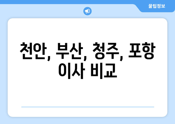 천안, 부산, 청주, 포항 이사 비교