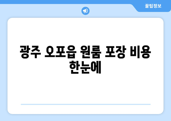 광주 오포읍 원룸 포장 비용 한눈에