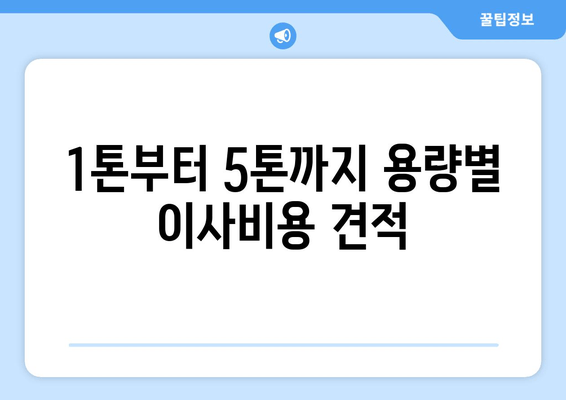 1톤부터 5톤까지 용량별 이사비용 견적