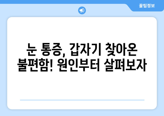 갑자기 눈이 아파요! 😭 눈 통증 원인과 해결책 7가지 | 눈 통증, 눈 질환, 응급처치