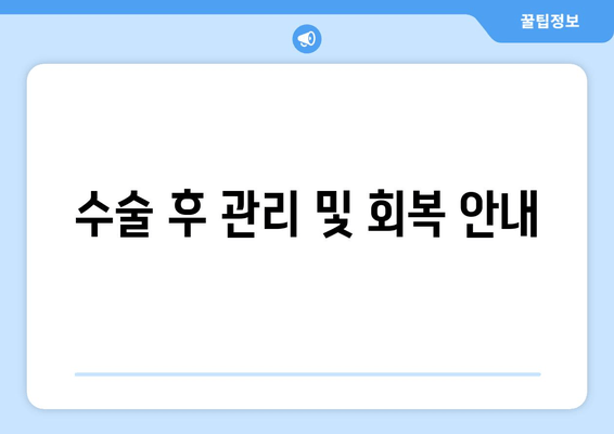 수술 후 관리 및 회복 안내
