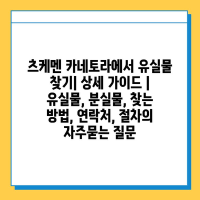 츠케멘 카네토라에서 유실물 찾기| 상세 가이드 | 유실물, 분실물, 찾는 방법, 연락처, 절차