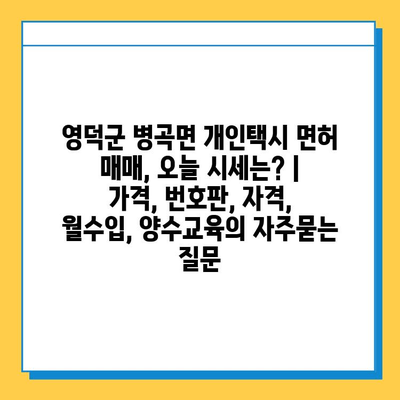 영덕군 병곡면 개인택시 면허 매매, 오늘 시세는? | 가격, 번호판, 자격, 월수입, 양수교육