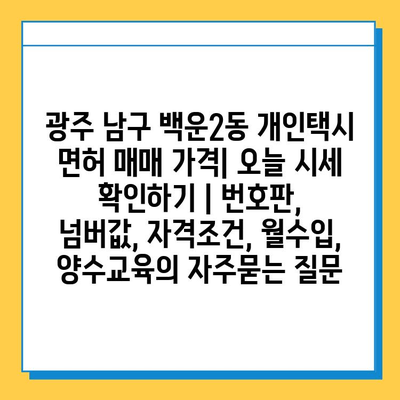 광주 남구 백운2동 개인택시 면허 매매 가격| 오늘 시세 확인하기 | 번호판, 넘버값, 자격조건, 월수입, 양수교육