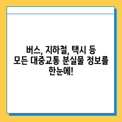 대중교통 분실물, 이제는 통합센터에서 한 번에 찾으세요! | 분실물, 통합센터, 찾기, 대중교통