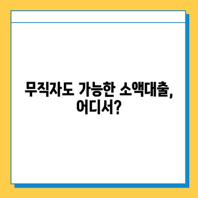 무직자 소액대출 가능한 곳 & 신청 방법 완벽 가이드 | 대출 조건, 금리 비교, 성공 전략