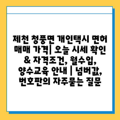 제천 청풍면 개인택시 면허 매매 가격| 오늘 시세 확인 & 자격조건, 월수입, 양수교육 안내 | 넘버값, 번호판