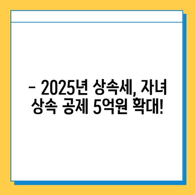 2025년 상속세 개정안 확정! 자녀 상속 공제 5억 원, 달라지는 내용은? | 상속세, 개정안, 공제, 상속, 증여