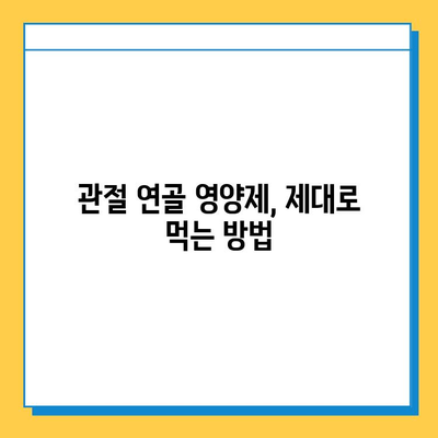 관절 연골 건강, 영양제로 지켜낼 수 있을까? | 관절 연골 영양제 선택 가이드, 섭취 후 변화, 효과적인 섭취 방법