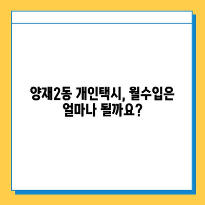 서울 서초구 양재2동 개인택시 면허 매매 가격| 오늘 시세 확인 | 번호판, 넘버값, 자격조건, 월수입, 양수교육