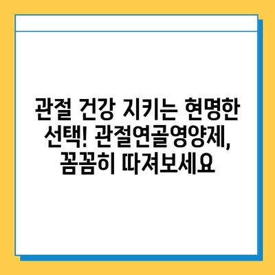 관절 건강 지키는 현명한 선택! 관절연골영양제, 꼼꼼히 따져보세요 | 관절 건강, 연골 영양제, 선택 가이드, 효과, 주의 사항