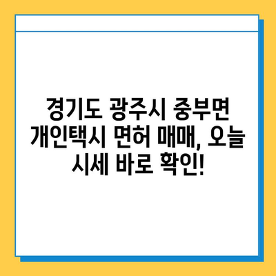 경기도 광주시 중부면 개인택시 면허 매매 가격| 오늘 시세 확인 & 자격조건 | 월수입 | 양수교육