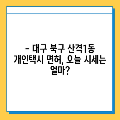 대구시 북구 산격1동 개인택시 면허 매매| 오늘 시세 & 넘버값 | 자격조건, 월수입, 양수교육