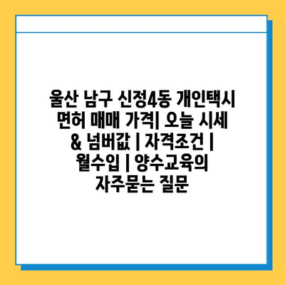 울산 남구 신정4동 개인택시 면허 매매 가격| 오늘 시세 & 넘버값 | 자격조건 | 월수입 | 양수교육