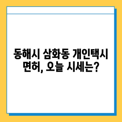 강원도 동해시 삼화동 개인택시 면허 매매| 오늘 시세, 넘버값, 자격조건, 월수입, 양수교육 정보 | 상세 가이드