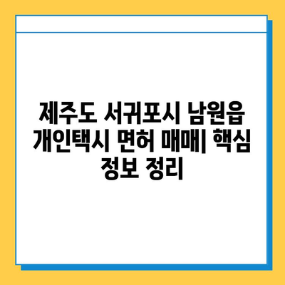 제주도 서귀포시 남원읍 개인택시 면허 매매 가격 & 시세 | 오늘 넘버값, 자격조건, 월수입, 양수교육 | 상세 정보
