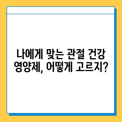 관절 연골 건강, 어떤 영양제가 효과적일까요? | 섭취 후 변화 비교, 추천 제품, 선택 가이드