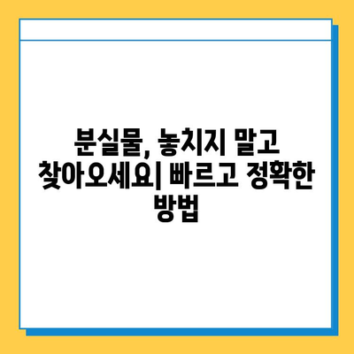 분실물 찾기 성공률 UP! 꿀팁 & 실제 사례 | 분실물 센터, 분실물 찾는 방법, 효과적인 전략
