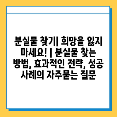 분실물 찾기| 희망을 잃지 마세요! | 분실물 찾는 방법, 효과적인 전략, 성공 사례