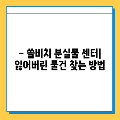 쏠비치에서 물건을 잃어버렸나요? 분실물 센터 이용 가이드 | 유실물 보관, 찾기 방법, 연락처