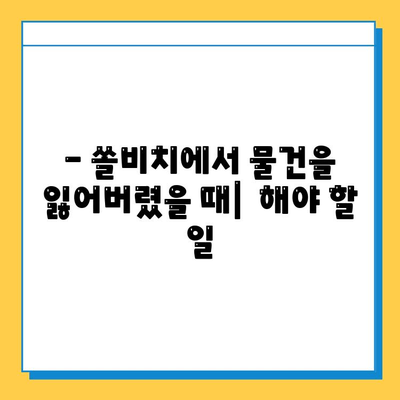 쏠비치에서 물건을 잃어버렸나요? 분실물 센터 이용 가이드 | 유실물 보관, 찾기 방법, 연락처