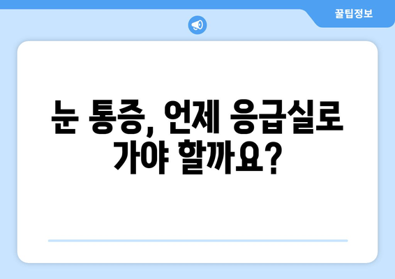 갑자기 한쪽 눈에 통증이 생겼을 때? 꼭 가봐야 할 병원 | 눈 통증, 안과, 응급실, 진료