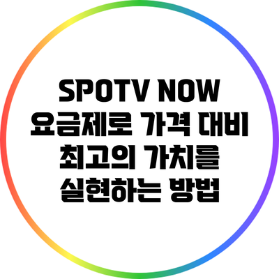 SPOTV NOW 요금제로 가격 대비 최고의 가치를 실현하는 방법