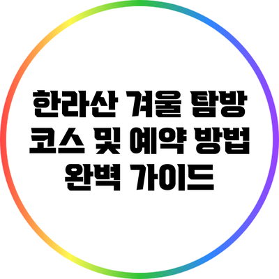 한라산 겨울 탐방 코스 및 예약 방법 완벽 가이드