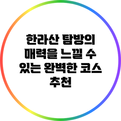 한라산 탐방의 매력을 느낄 수 있는 완벽한 코스 추천