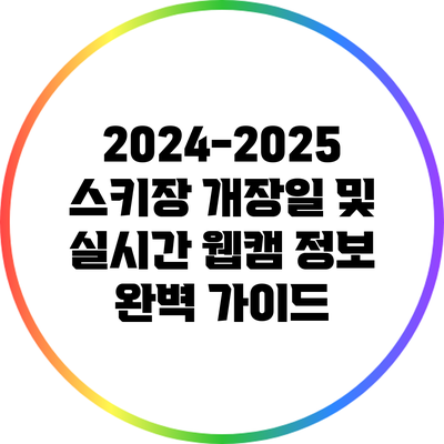 2024-2025 스키장 개장일 및 실시간 웹캠 정보 완벽 가이드
