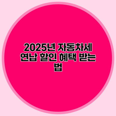 2025년 자동차세 연납 할인 혜택 받는 법