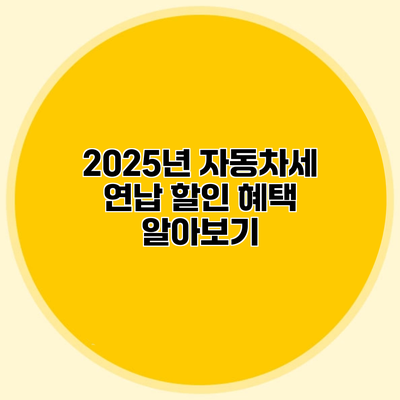 2025년 자동차세 연납 할인 혜택 알아보기