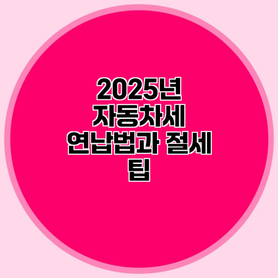 2025년 자동차세 연납법과 절세 팁