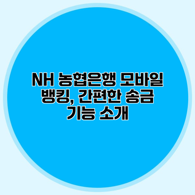 NH 농협은행 모바일 뱅킹, 간편한 송금 기능 소개