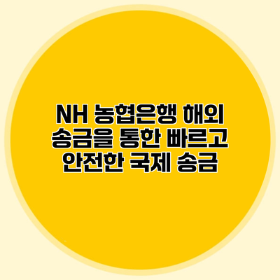 NH 농협은행 해외 송금을 통한 빠르고 안전한 국제 송금
