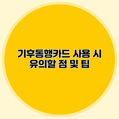 기후동행카드 사용 시 유의할 점 및 팁