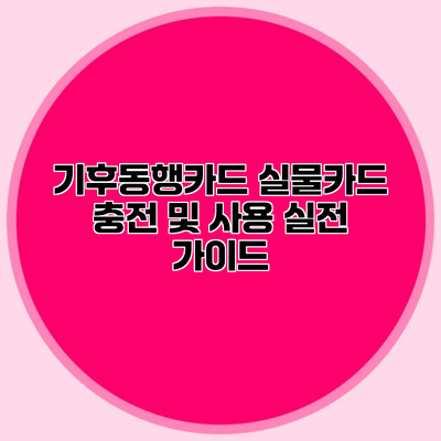 기후동행카드 실물카드 충전 및 사용 실전 가이드