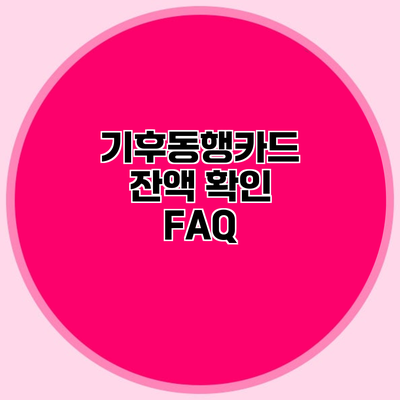 기후동행카드 잔액 확인 FAQ