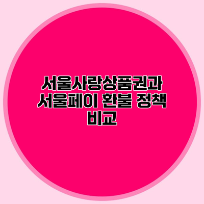 서울사랑상품권과 서울페이 환불 정책 비교