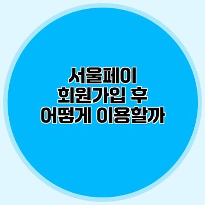 서울페이 회원가입 후 어떻게 이용할까?