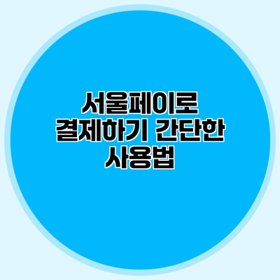 서울페이로 결제하기 간단한 사용법