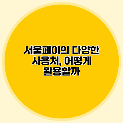 서울페이의 다양한 사용처, 어떻게 활용할까?