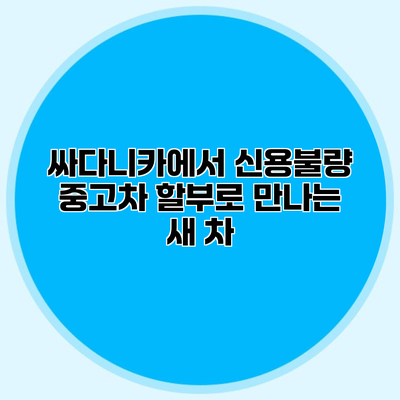 싸다니카에서 신용불량 중고차 할부로 만나는 새 차