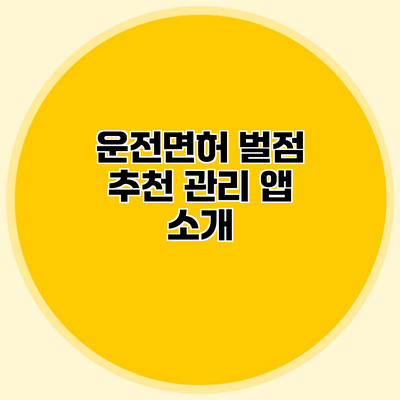 운전면허 벌점 추천 관리 앱 소개