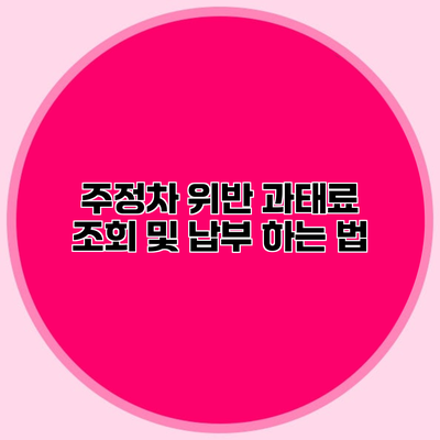 주정차 위반 과태료 조회 및 납부 하는 법