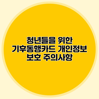 청년들을 위한 기후동행카드 개인정보 보호 주의사항